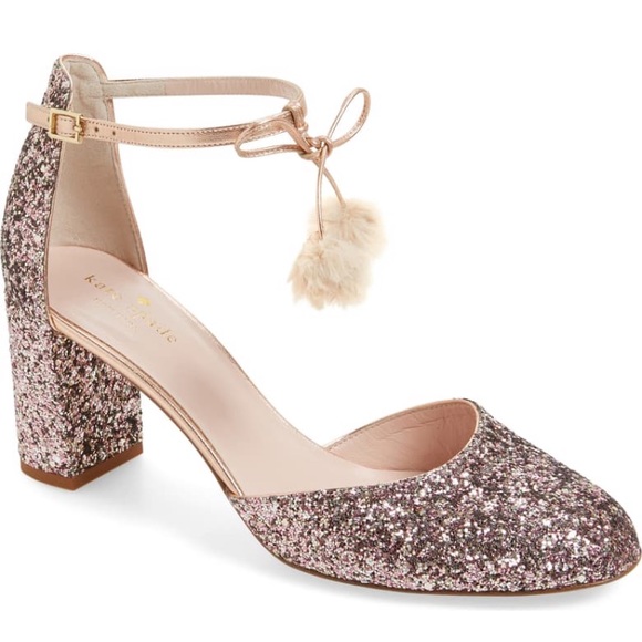 Kate Spade rose gold Abigail glitter pumps